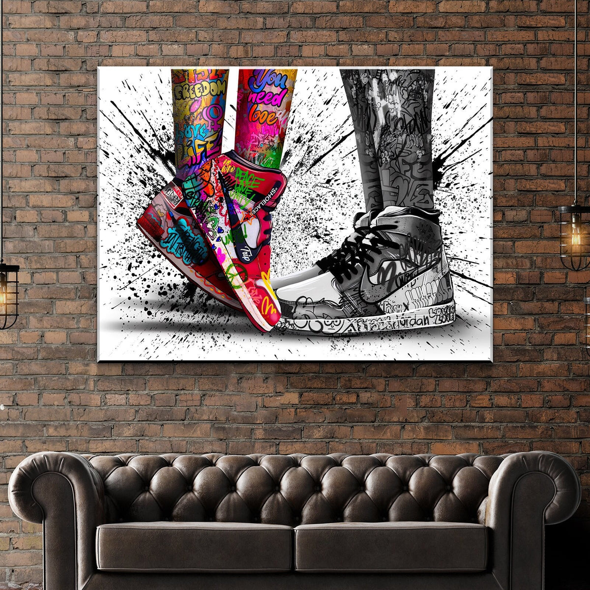 Nike Jordan 1 Shoe Hype Sneaker Graffiti Modern Painting Abstract Framed  Canvas